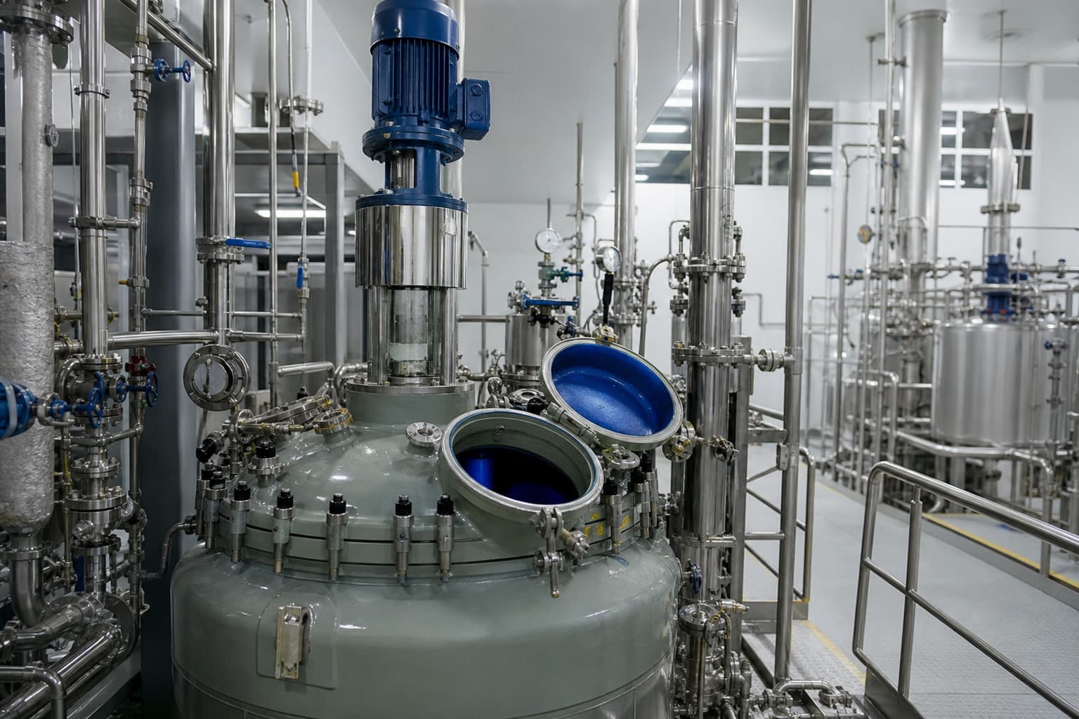 Glass-lined chemical reactor in a process plant